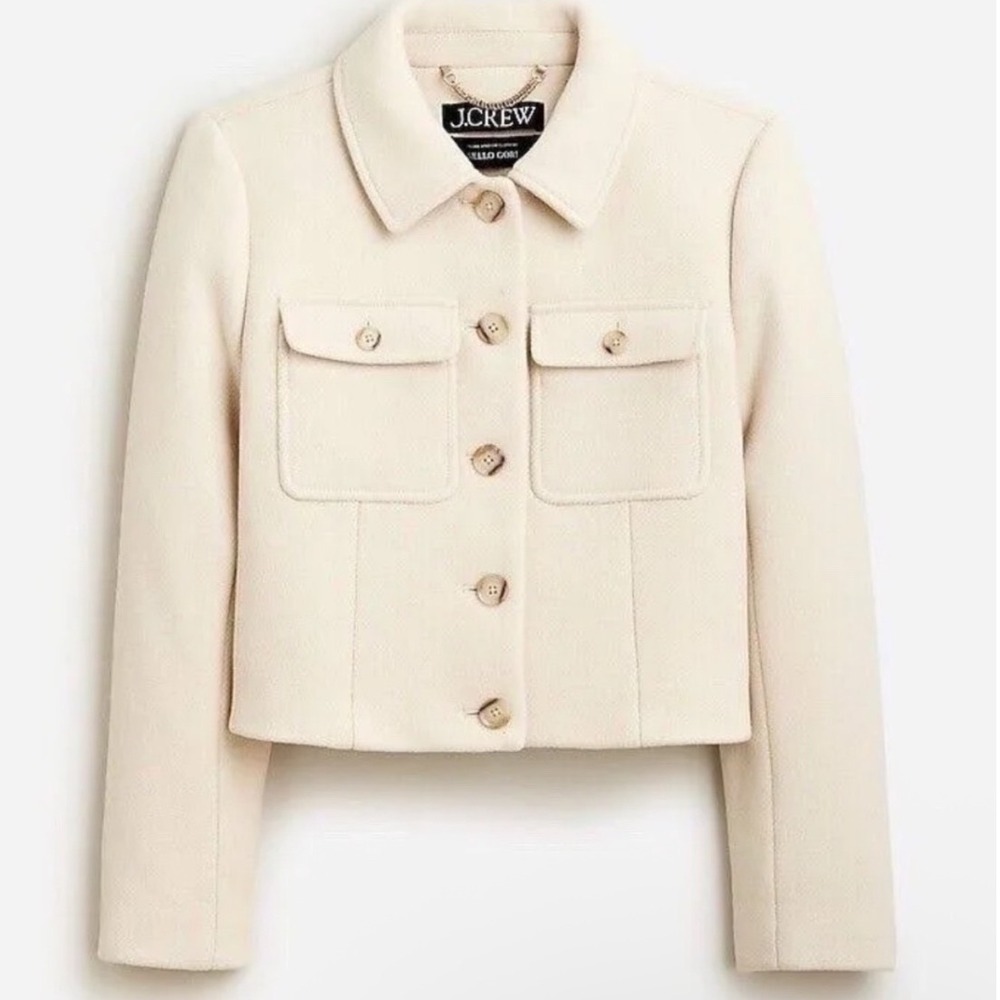 New J.Crew Jacket‎ Italian Stadium-Cloth Wool Blend Nello Gori Button Front 8
